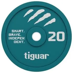 Bumper weight plate Tiguar 20 kg rubber-coated, colored — gym bumper plate