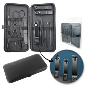 Manicure and Pedicure Accessory Set in Case, Aptel AK21, 12-in-1, Black