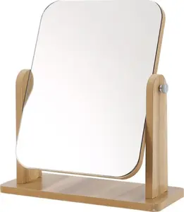 Wooden standing rectangular cosmetic mirror Upominkarnia L7BR — tabletop makeup mirror, model 046717