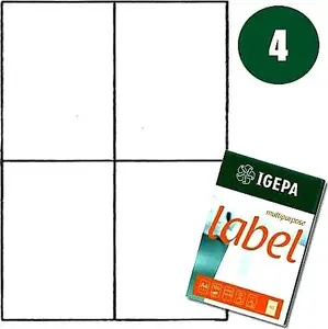 Etiķetes Igepa A4 105 × 148 mm baltas, 100 gab.