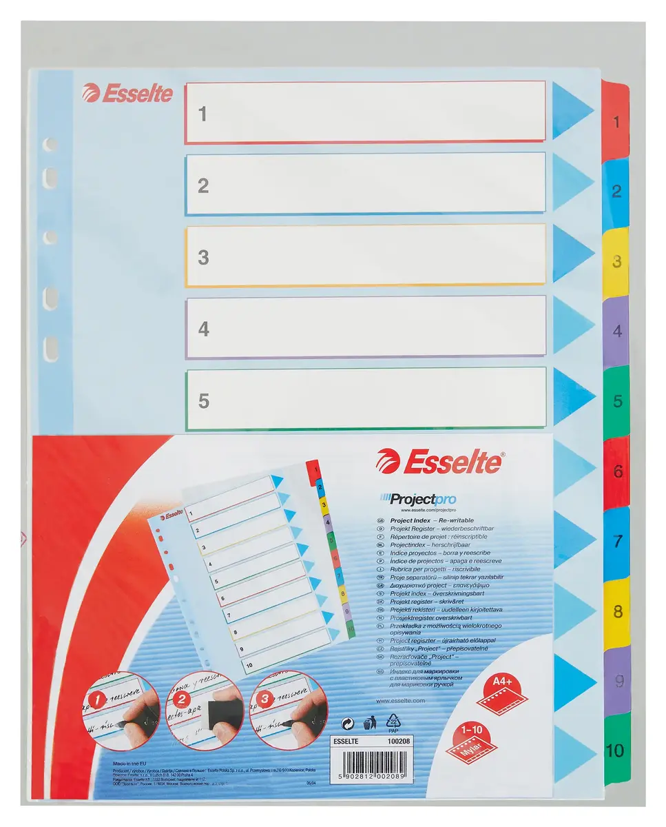 ESSELTE 1–10 pārrakstāmas Mylar A4+ cilnes Photo 7
