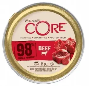 Влажный корм для взрослых кошек Brit Core 98% Single Protein, говядина, 85 г чашка