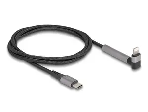 USB Type-C to Lightning charging and data cable with angled connector and stand function, DELOCK 1.5 m, 9 V 3 A (MFi)