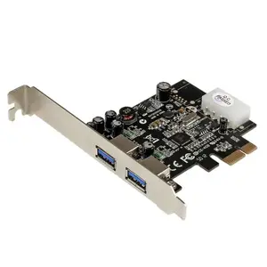 PCIe USB 3.0 Card Adapter 2-Port with UASP, Renesas µPD720202, Full-/Low‑Profile, LP4 Power