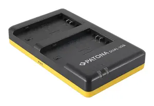 Battery charger PATONA 1927 for digital camera batteries, USB, Li-Ion, 4.35V/0.77A, black/yellow
