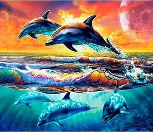 Diamond Painting Kit Norimpex Mozaika 5D – Dolphins, 40x30 cm
