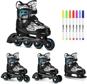 Inline skates Nils Extreme NH10907 4-in-1 with removable hockey blade, green, size M (35–38)