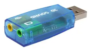 Ārējā USB skaņas karte Gembird Virtus2 — USB interfeiss, 3.5 mm austiņu ligzda, zils caurspīdīgs