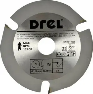 Ripzāģa disks Drel CON-TCT-1025 kokam 125 mm diametrs, 22 mm centrs, 3 zobu