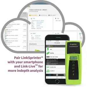 Kabatas PoE tīkla testeris Fluke Networks NetAlly LinkSprinter — RJ-45 PoE un pārsūtīšanas tests, Li‑Ion 3,63V, 110,7×40,6×32,5 mm