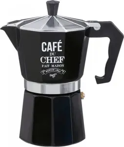 Aluminum stovetop moka pot Dekoracja domu Kelsey — black, 3-cup capacity