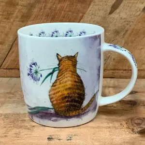 Кружка GiftWorld Kubek M43 с рисунком «Кот и цветок», керамика, 623670