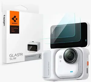 Rūdīts aizsargstikls Insta360 Go Ultra — Spigen Glass tR Slim (2 gab.)