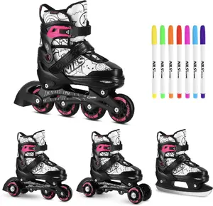Inline skates and ice frame set Nils Extreme NH10907 4-in-1, size S (31–34), pink, interchangeable hockey blade