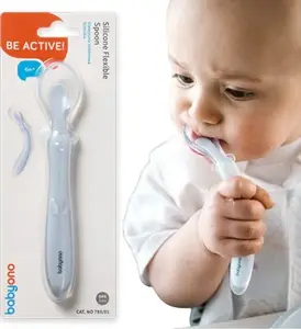 Силиконовая эластичная ложечка baby ono 785/01 — мягкая для кормления, синяя