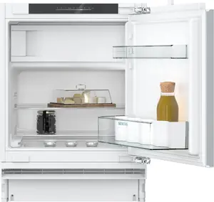 Undercounter combi-fridge Siemens iQ300 KU22LVFD0 — 110 L total, 93 L fridge, 17 L freezer, D class, 820×600×550 mm