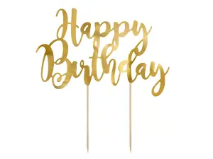 Cake topper PartyDeco KPT11-019M — paper gold, height 22.5 cm, 1 pc