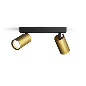 Потолочно‑настенный светильник Philips Idris 2x — GU10, 2 лампы LED, IP44, 220–240В, черный/латунь