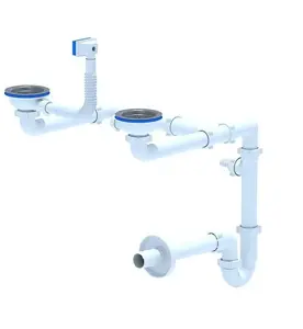 Сифон и фланец для двойной мойки Pupa LD0515 3 1/2" (3,5 дюйма)