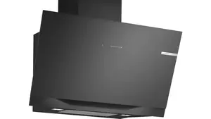 Вытяжка Bosch Serie 8 DWK91LT60 настенная, с рециркуляцией, 441 м³/ч, черная, стекло, 890 мм