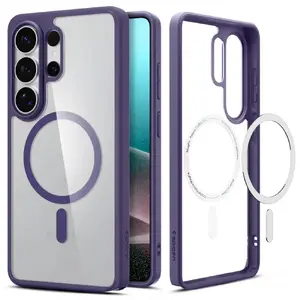 Чехол-крышка Spigen Ultra Hybrid (MagFit) для Samsung Galaxy S26 Ultra — PC/TPU, прозрачный с фиолетовыми вставками, для экрана 6,9"