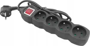 Power Extension Lead DPM PP36 — 4 Sockets, With Switch, Black, 3 m Cable