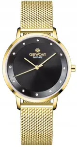 Wrist watch Giewont GW4130-B3 — women's analog, sapphire crystal, gold case, black dial