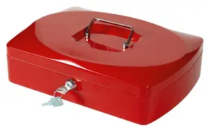 Naudas kārba Q-Connect KF04253, metāla monētu seifs, sarkans