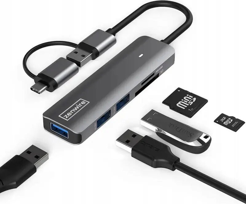USB centrmezgls zenwire 7‑1 USB‑C ar