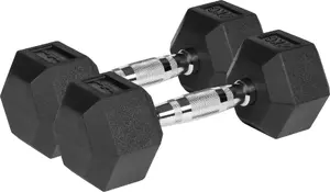 Rebel Active резиновые гекс-гантели пара 2 x 4 кг — шестиугольные головки с резиновым покрытием