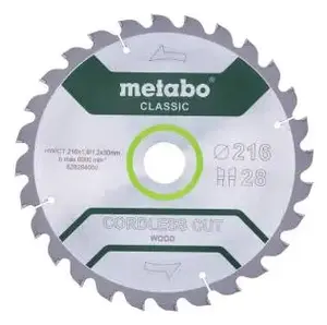 Circular saw blade Metabo 628284000, 216 mm diameter, 30 mm bore, universal, 1 pc