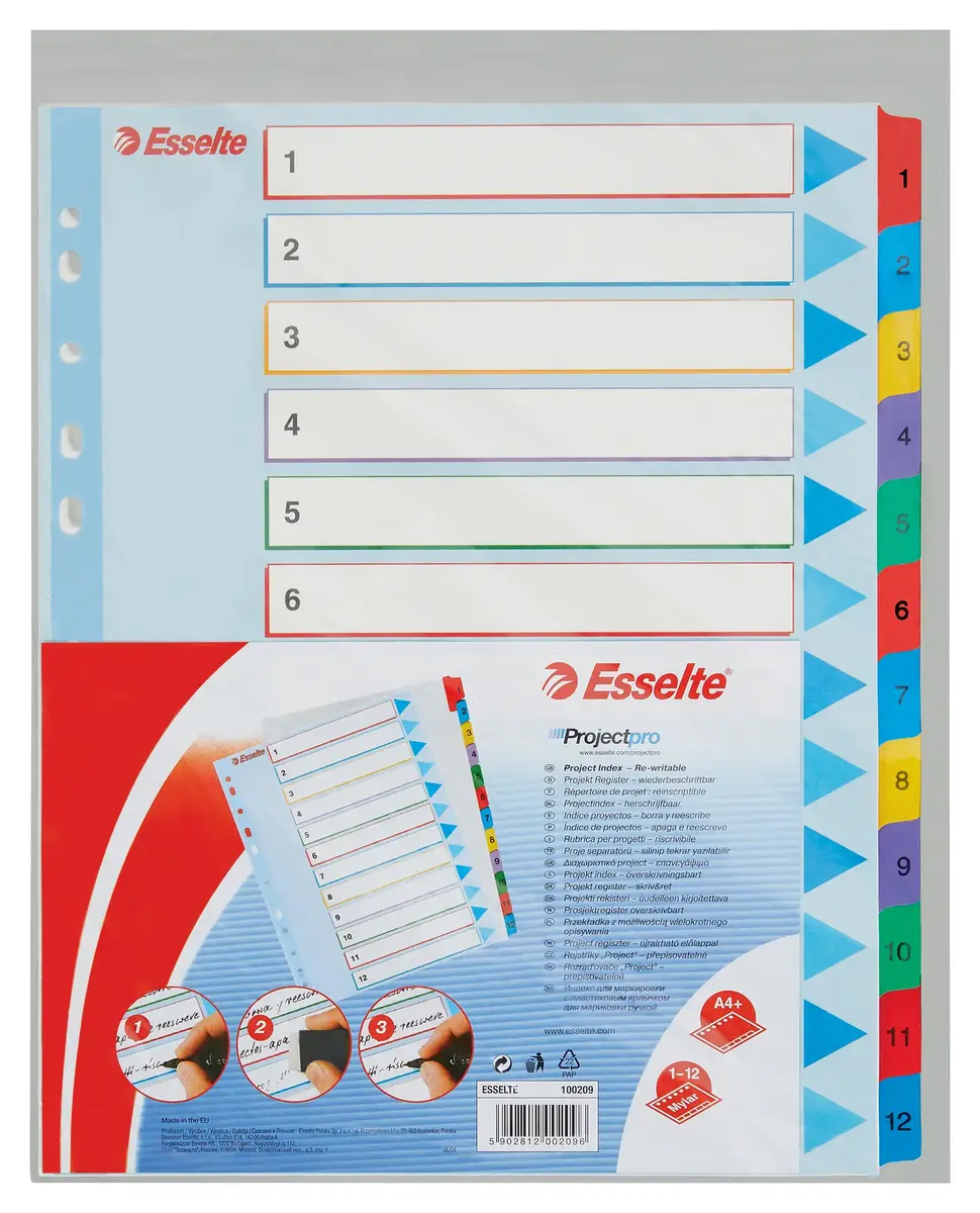 Index tabs ESSELTE 1-12 Re-writable Mylar A4+ Photo 7