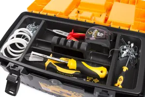Toolbox FORTE PT-19, metal storage case 48.6×26.7×24 cm