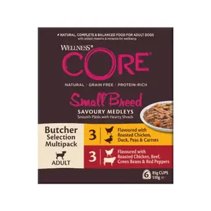 Dog food royal canin Wellness CORE Small Breed Savoury Medleys Butcher Selection Multipack 85 g, adult, beef/chicken/duck