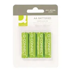 Single-use alkaline AA batteries Q-Connect 4 pack — AA cylindrical cells