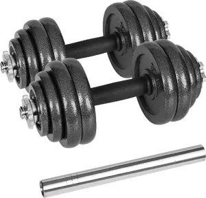 Regulējama čuguna hanteles ar stieni koferī, 30 kg, Rebel Active