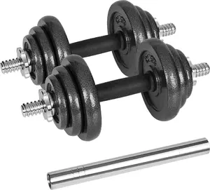 Regulējams čuguna hanteles komplekts koferī ar stieni, 20 kg, Rebel Active