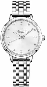Wall and Desk Clock Giewont Sapphire GW7370-B1, silver finish, analog display