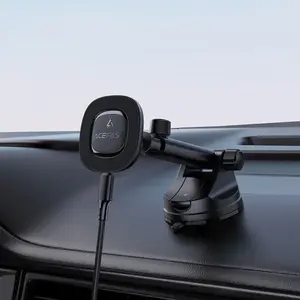 Magnetic car phone mount Acefast D47 with wireless charger for dashboard – black
