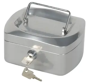 Kasešu kaste Q-Connect 6" ar universālu monētu trauku, sudrabota — 120×150×80 mm