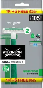 Одноразовые станки Wilkinson Extra Essential 2 Sensitive — 15 шт., 2 лезвия, для чувствительной кожи
