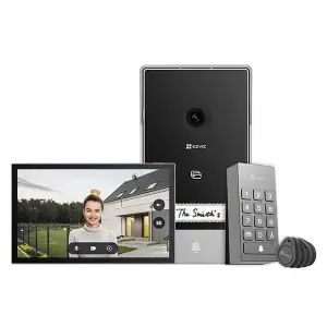 Видеодомофон EZVIZ TP7 7" дисплей, камера 3МП CMOS, экран 1024×600, IP65, MicroSD до 512 ГБ, ночная видимость 6 м — чёрно/серый