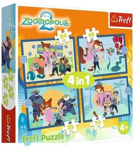 Пазл 4-в-1 TREFL 34677 Zootopia — набор из 4 пазлов с разным количеством элементов
