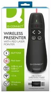 Laser presenter Q-Connect KF11029, 5-button wireless clicker, black