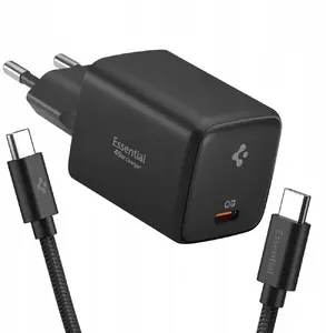 Charger Spigen ESSENTIAL EE451EU 45W 1-port USB-C network charger with USB-C cable, black