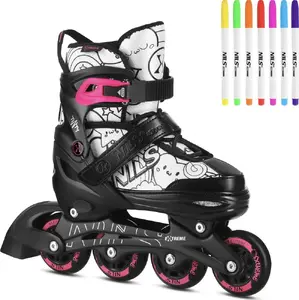 Inline skates Nils Extreme NH10907 4-in-1 with interchangeable hockey blade, size M (35–38), pink