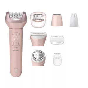 Philips Epilator Series 9000 BRE719/00 Cordless Wet & Dry Epilator with 32 Tweezers, Shaver and Exfoliation Heads, Pink