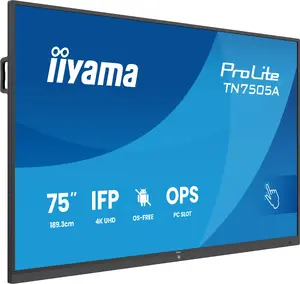 Interaktīvā panele IIYAMA TN7505A-B1AG 74.5" 4K UHD 500 cd/m² skārienekrāns, melna