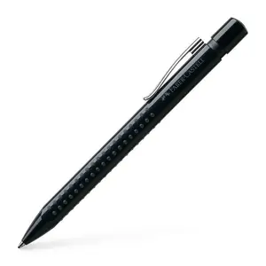 Шариковая ручка Faber-Castell 243999 — защёлкивающаяся выдвижная, синяя паста, средний наконечник, чёрный корпус, 1 шт.