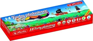 Plakātu krāsas HERLITZ komplekts 14 krāsas pa 20 ml (iekļautas zelta un sudraba) - 0009567207